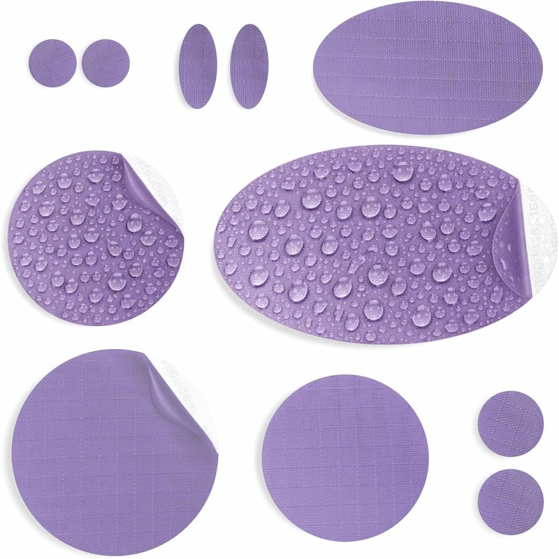 aZengear Repair Patches for Jackets, Tent, Shoe Toe, Air Mattress, Inflatables, PVC Gear - Waterproof, Self-Adhesive, Tear-Cold-Heat-Resistant, Down Puffer Coat (11pcs, Lilac) - Image 1